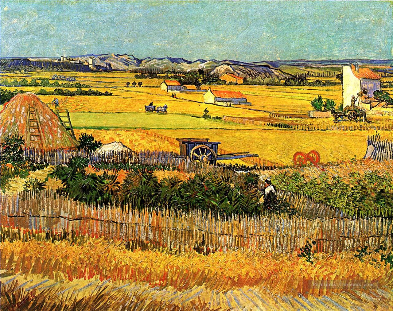 Récolte à La Crau avec Montmajour en arrière plan Vincent van Gogh Peintures à l'huile